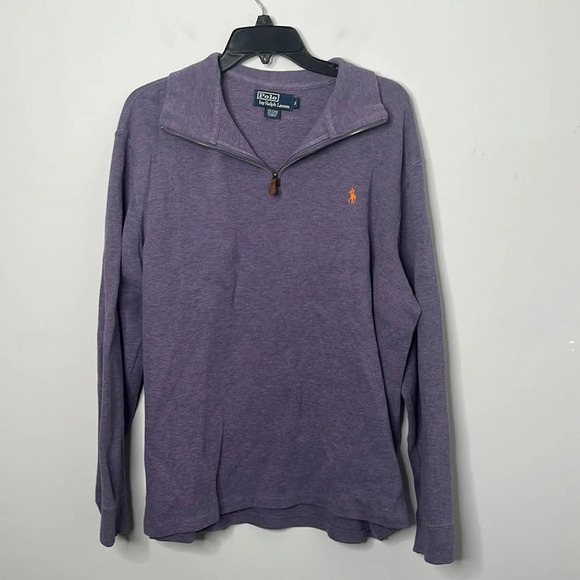Polo Ralph Lauren Purple Estate Rib Half Zip Pullover - Picture 1 of 4